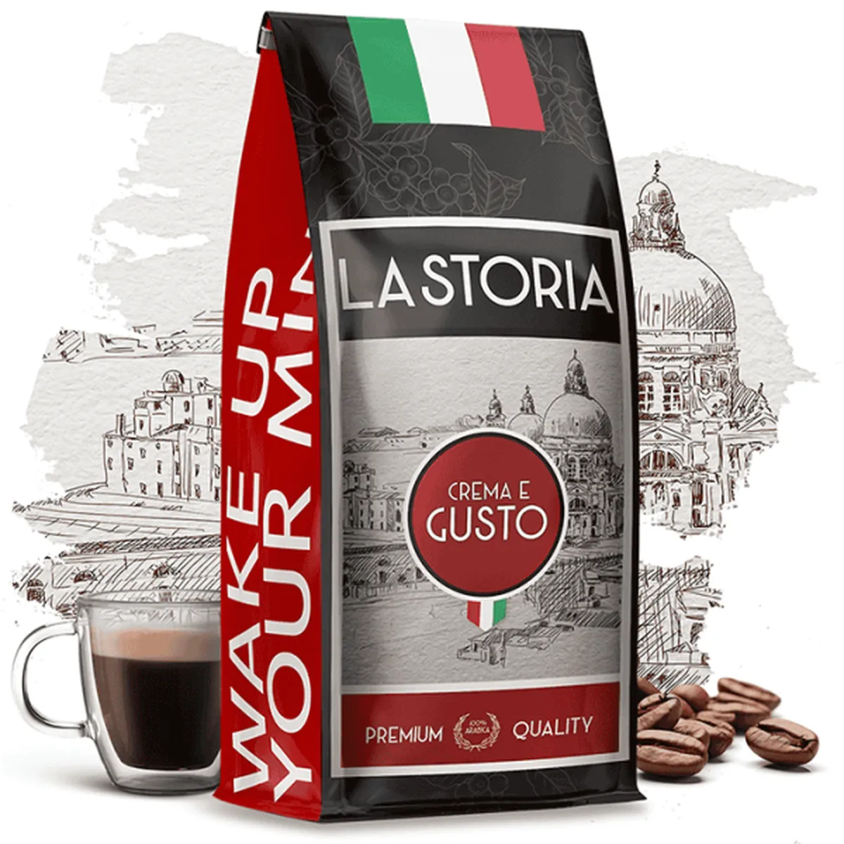 Kawa LA STORIA Crema e Gusto 1kg Arabica&Robusta blend