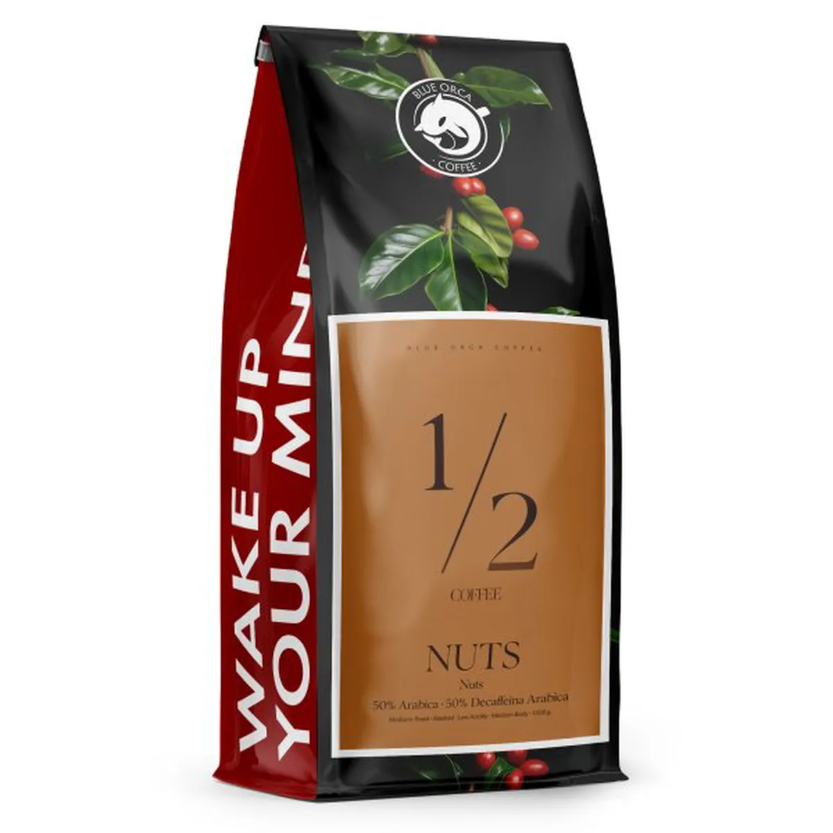 Kawa ziarnista 1kg Half Caff - w 50% bezkofeinowa - NUTS Limited Edition