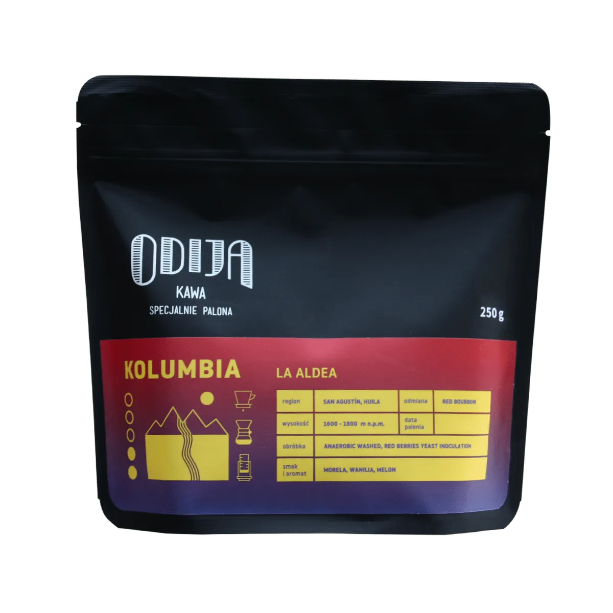 kawa ODIJA Kolumbia la Aldea, anaerobic washed250g